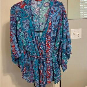 Natori Blue and Purple Paisley Kimono